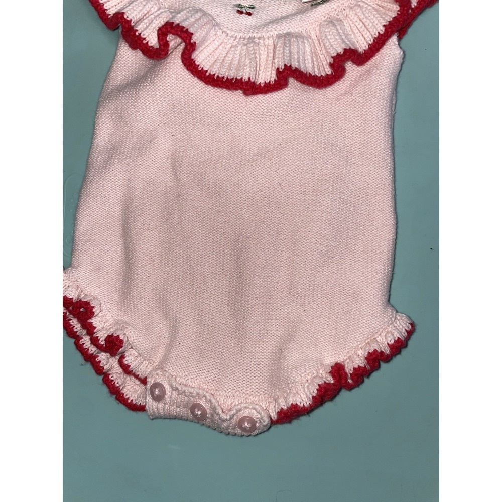 Nicole Miller Baby Girl Embroidered Knit Sweater Body Suit 3/6 Months Strawberry - Picture 4 of 10